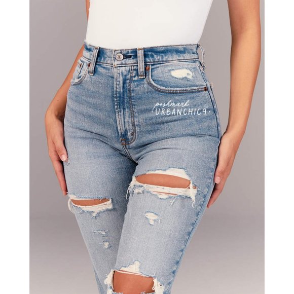 ABERCROMBIE Curve Love High Rise Ankle Straight Jean Ripped Medium Light size 26 - Picture 2 of 15